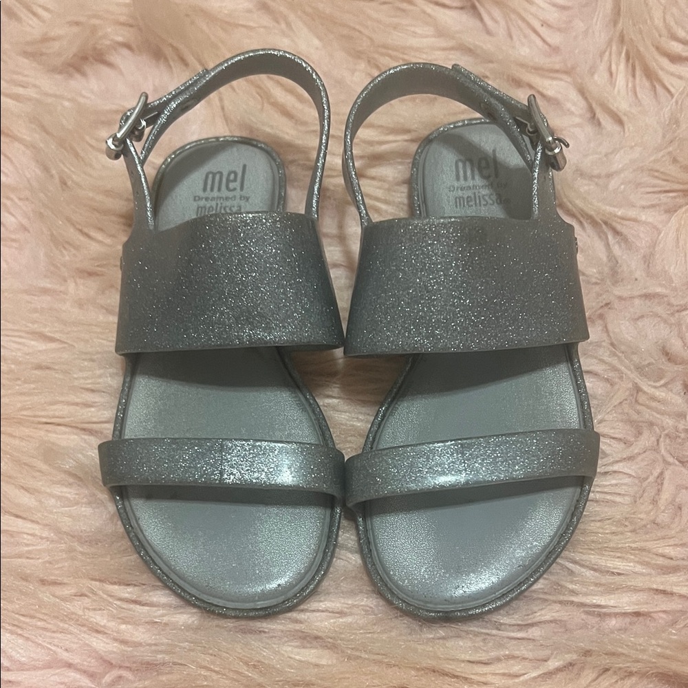 Mini Melissa Kids Glitter Sandals - Silver